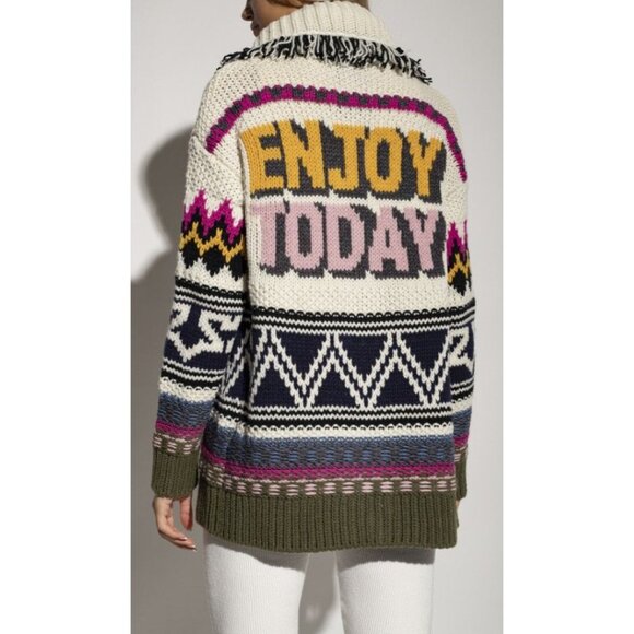 Zadig & Voltaire Ella Cardigan Jacket Fringe Enjoy Today Size M L NWT - Picture 3 of 12